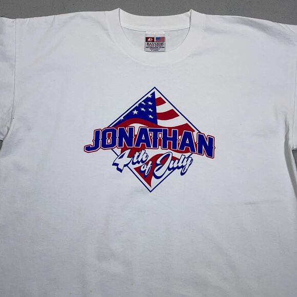 VTG 4th Of July Shirt Jonathan Adult Extra Large White Short Sleeve MADE IN USA - Picture 2 of 11